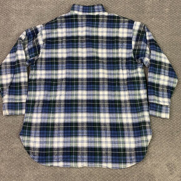 Vermont Flannel Co. Henley Shirt Men's Small Blue Green Plaid Check Pullover - Picture 5 of 13